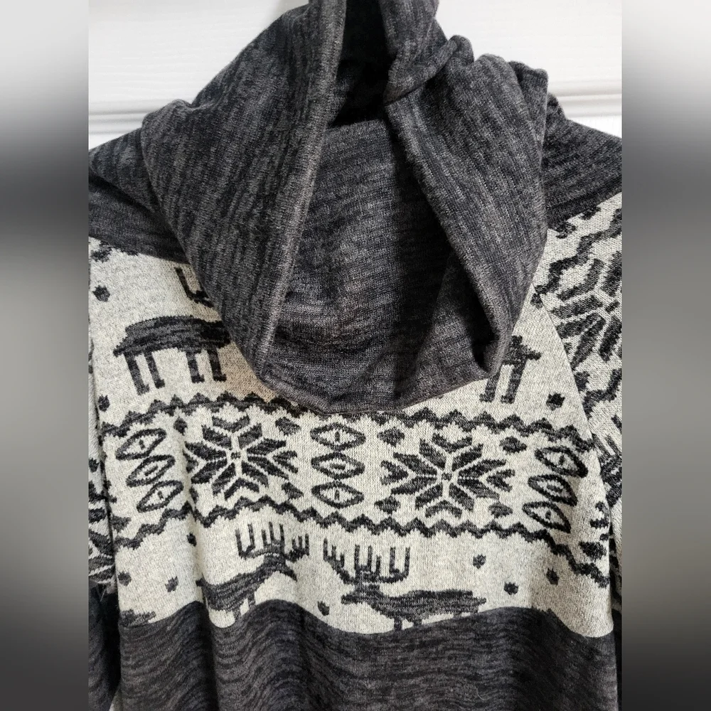 NWT - Jodifl Womens Dark And Light Gray Winter Cowl Neck Sweater Dress Size M